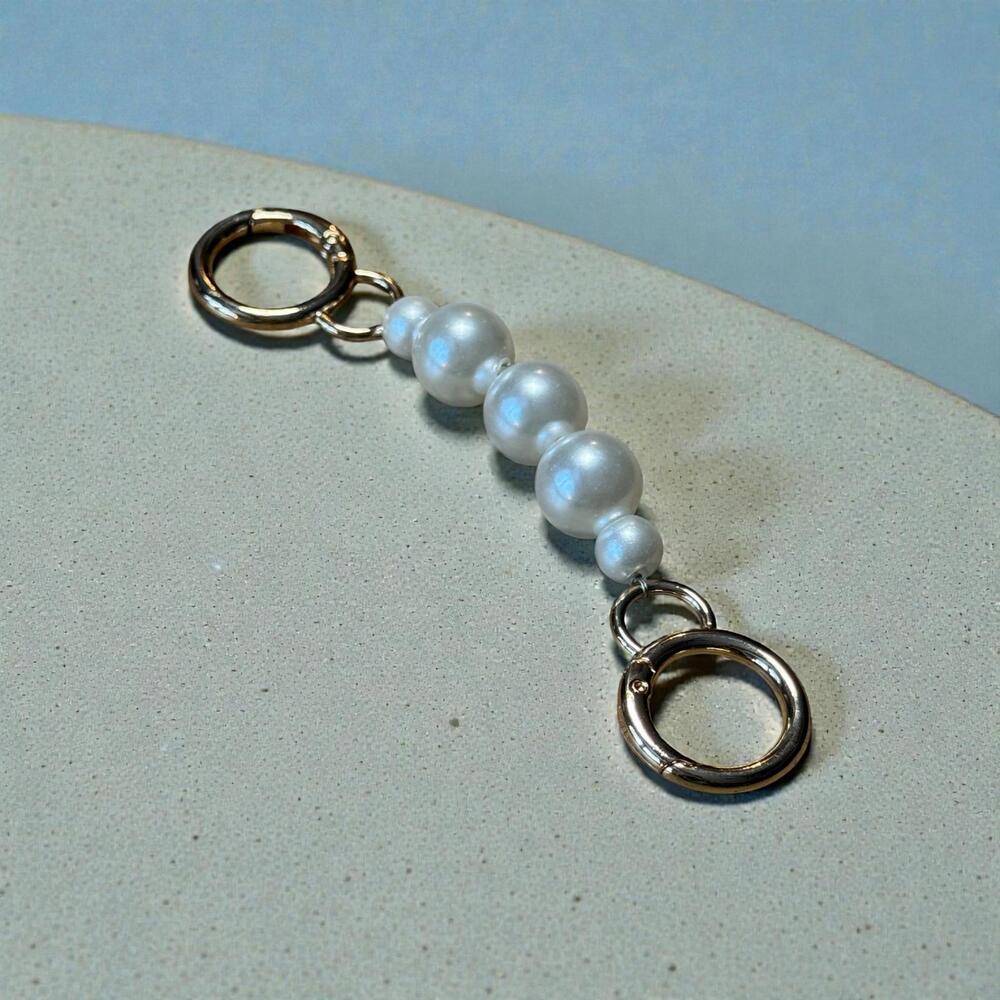 Elegant Pearl and Gold Tone Chain Connector Strap Extender